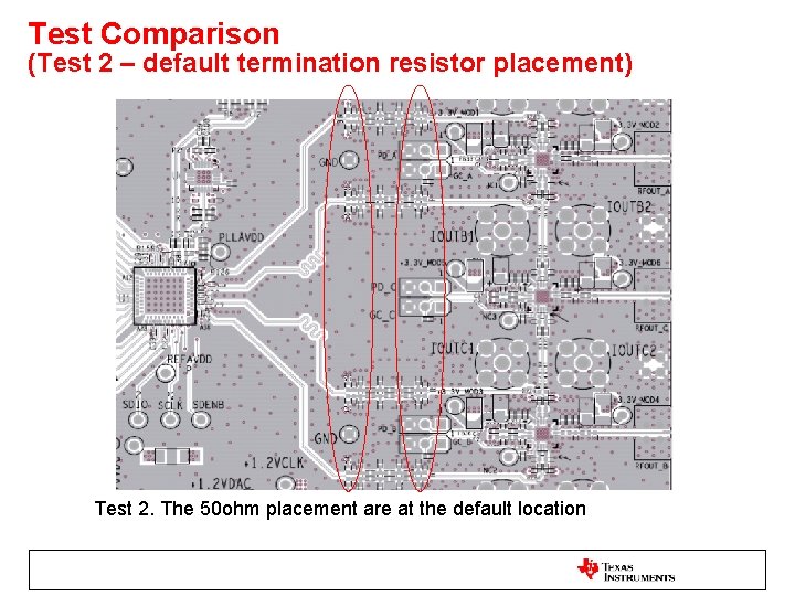 Test Comparison (Test 2 – default termination resistor placement) Test 2. The 50 ohm