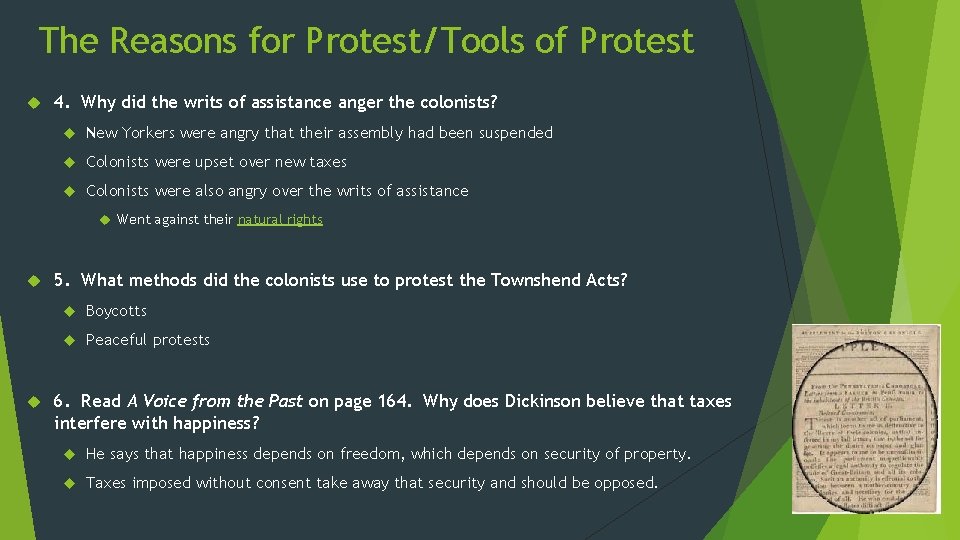 The Reasons for Protest/Tools of Protest 4. Why did the writs of assistance anger