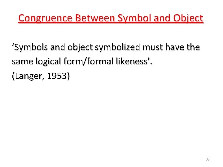 Congruence Between Symbol and Object ‘Symbols and object symbolized must have the same logical