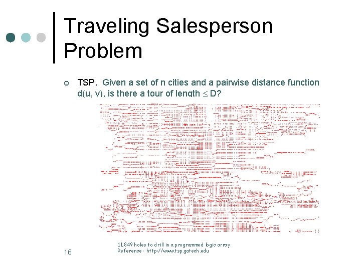 Traveling Salesperson Problem ¢ 16 TSP. Given a set of n cities and a Traveling Salesperson Problem ¢ 16 TSP. Given a set of n cities and a