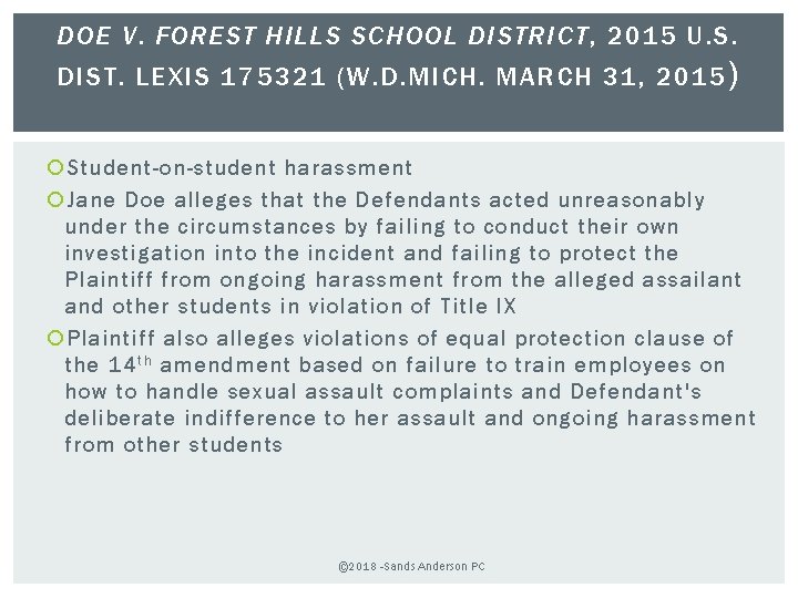 DOE V. FOREST HILLS SCHOOL DISTRICT, 2015 U. S. DIST. LEXIS 175321 (W. D.