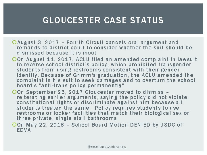 GLOUCESTER CASE STATUS August 3, 2017 – Fourth Circuit cancels oral argument and remands