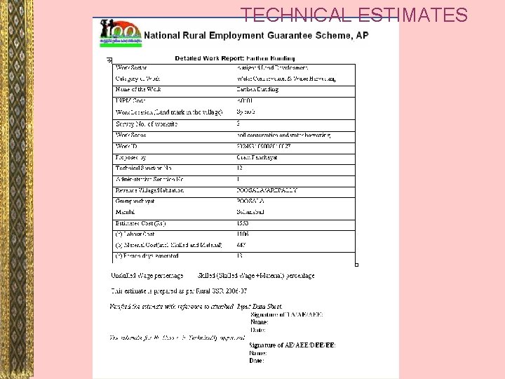 TECHNICAL ESTIMATES 