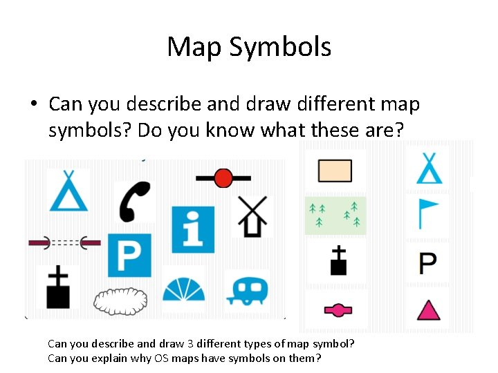 Map Symbols • Can you describe and draw different map symbols? Do you know Map Symbols • Can you describe and draw different map symbols? Do you know