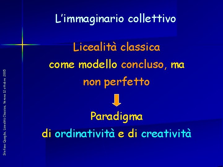 L’immaginario collettivo Stefano Quaglia, Licealità Classica, Verona 12 ottobre 2005 Licealità classica come modello