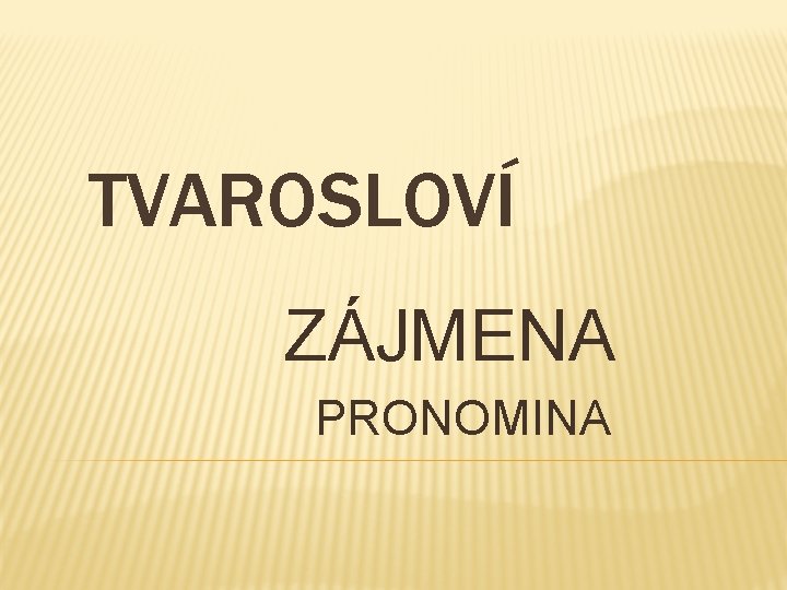 TVAROSLOVÍ ZÁJMENA PRONOMINA 