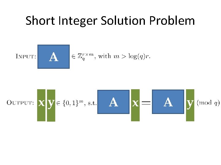 Short Integer Solution Problem 