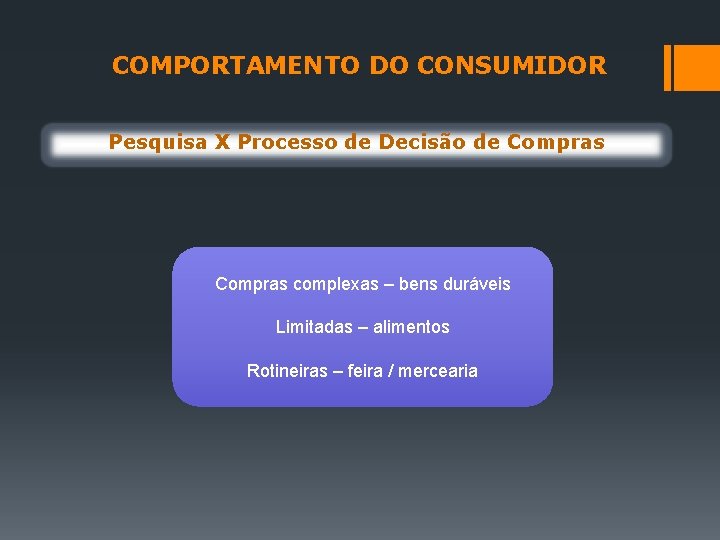 COMPORTAMENTO DO CONSUMIDOR Pesquisa X Processo de Decisão de Compras complexas – bens duráveis