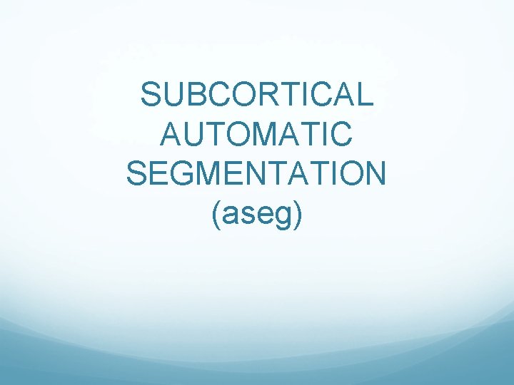 SUBCORTICAL AUTOMATIC SEGMENTATION (aseg) 