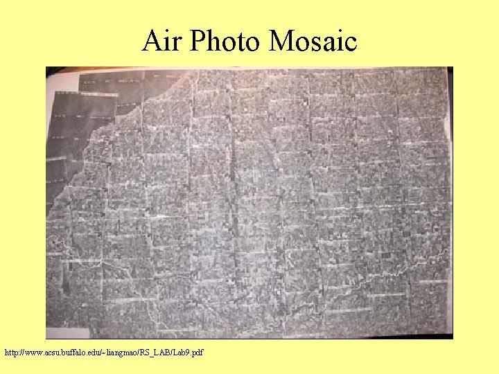 Air Photo Mosaic http: //www. acsu. buffalo. edu/~liangmao/RS_LAB/Lab 9. pdf 