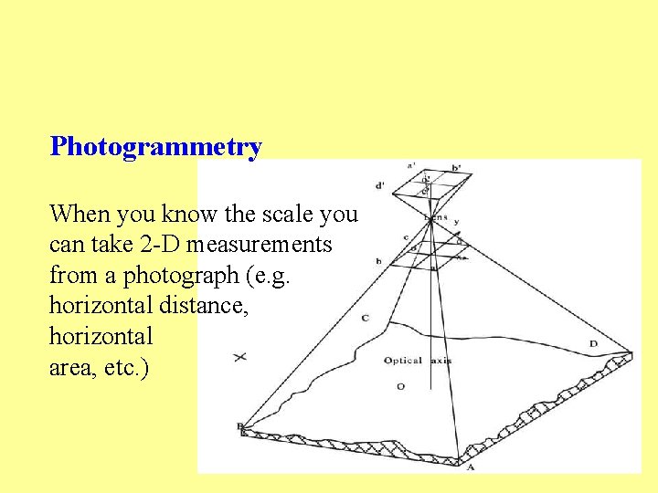 Photogrammetry When you know the scale you can take 2 -D measurements from a