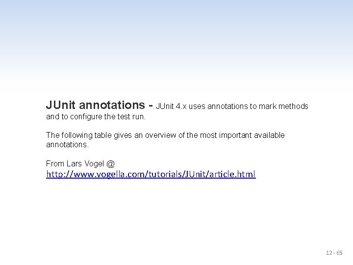 JUnit annotations - JUnit 4. x uses annotations to mark methods and to configure