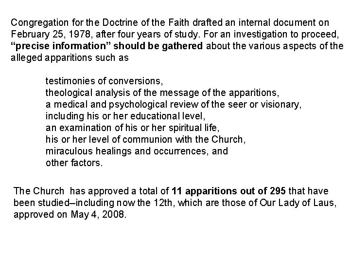 Congregation for the Doctrine of the Faith drafted an internal document on February 25,