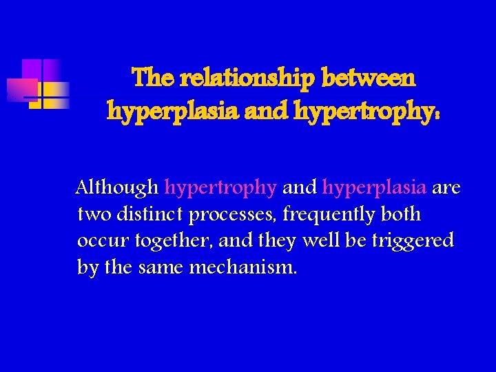 The relationship between hyperplasia and hypertrophy: Although hypertrophy and hyperplasia are two distinct processes, The relationship between hyperplasia and hypertrophy: Although hypertrophy and hyperplasia are two distinct processes,
