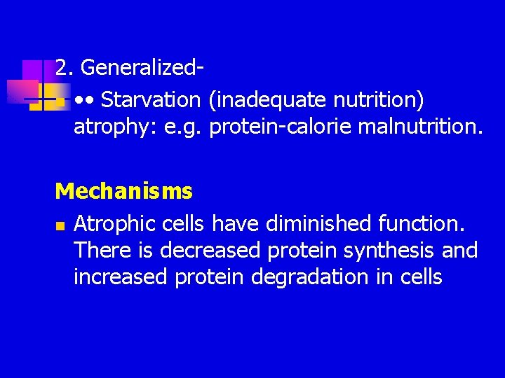 2. Generalizedn • • Starvation (inadequate nutrition) atrophy: e. g. protein-calorie malnutrition. Mechanisms n 2. Generalizedn • • Starvation (inadequate nutrition) atrophy: e. g. protein-calorie malnutrition. Mechanisms n