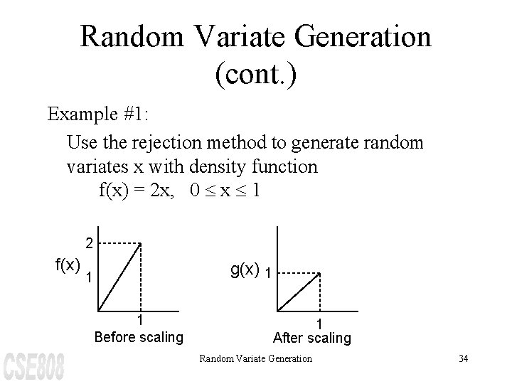 Random Variate Generation (cont. ) Example #1: Use the rejection method to generate random