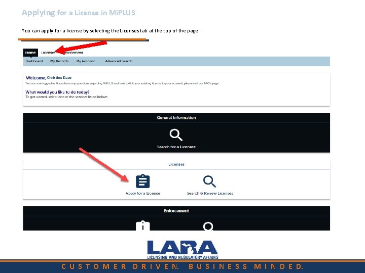 Applying for a License in Mi. PLUS You can apply for a license by