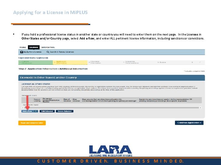 Applying for a License in Mi. PLUS • If you hold a professional license