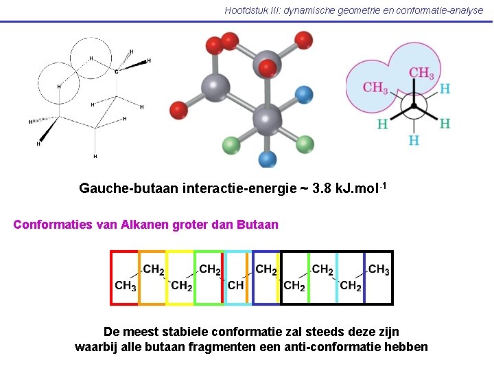 Hoofdstuk III: dynamische geometrie en conformatie-analyse Gauche-butaan interactie-energie ~ 3. 8 k. J. mol-1