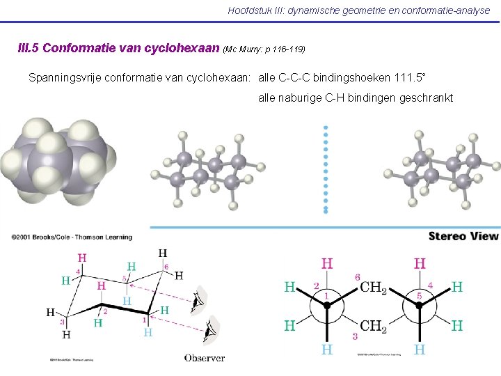 Hoofdstuk III: dynamische geometrie en conformatie-analyse III. 5 Conformatie van cyclohexaan (Mc Murry: p