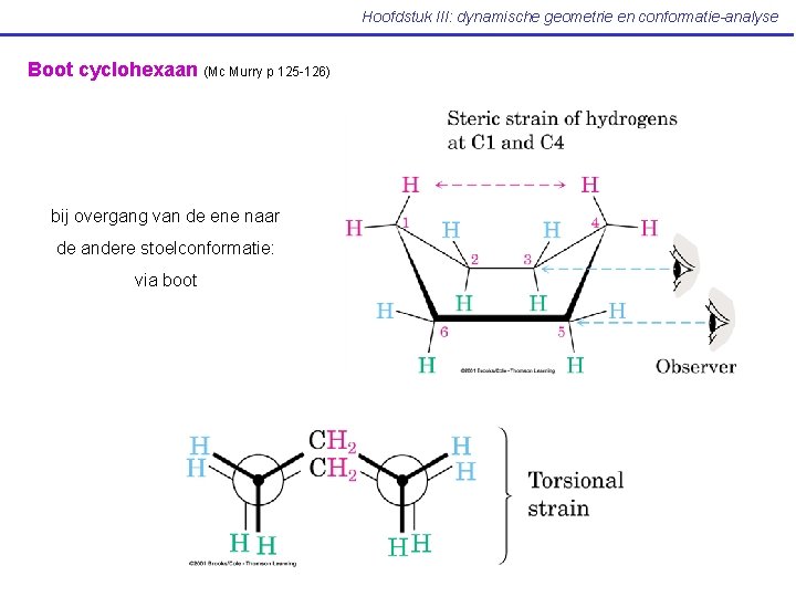 Hoofdstuk III: dynamische geometrie en conformatie-analyse Boot cyclohexaan (Mc Murry p 125 -126) bij