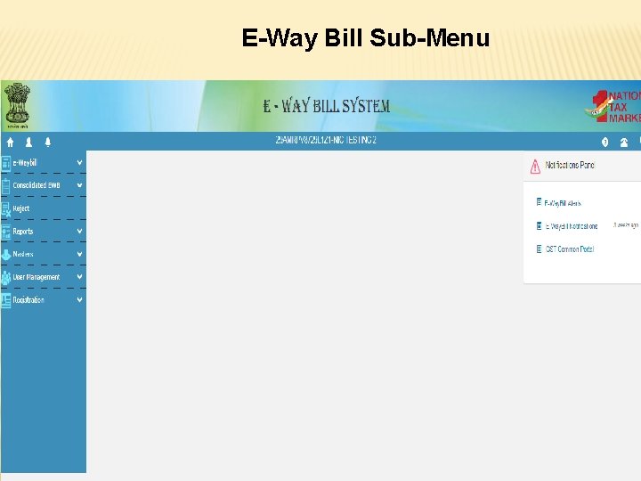 E-Way Bill Sub-Menu 