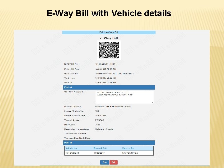 E-Way Bill with Vehicle details 