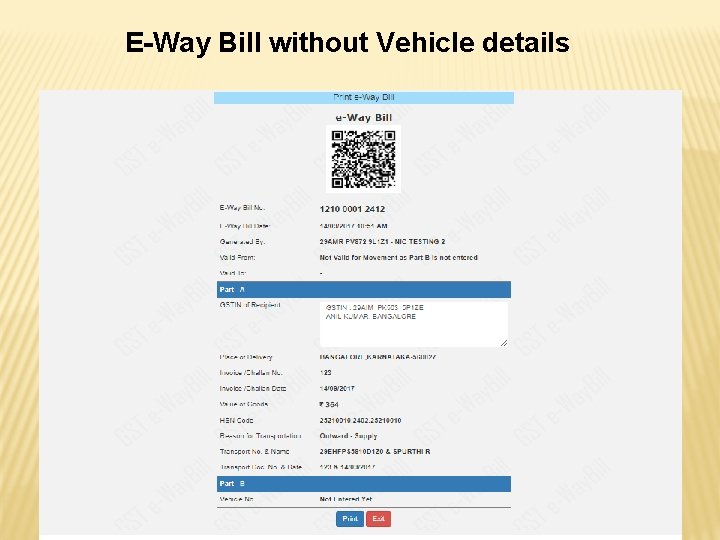 E-Way Bill without Vehicle details 