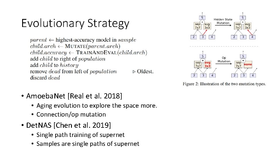 Evolutionary Strategy • Amoeba. Net [Real et al. 2018] • Aging evolution to explore