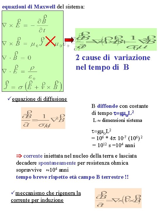 equazioni di Maxwell del sistema: 2 cause di variazione nel tempo di B üequazione
