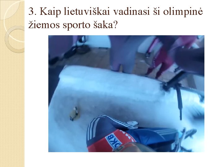 3. Kaip lietuviškai vadinasi ši olimpinė žiemos sporto šaka? 