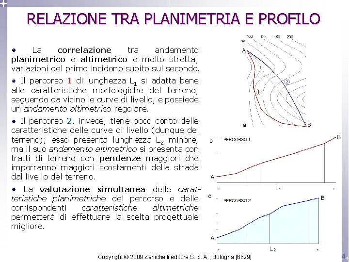 RELAZIONE TRA PLANIMETRIA E PROFILO La correlazione tra andamento planimetrico e altimetrico è molto