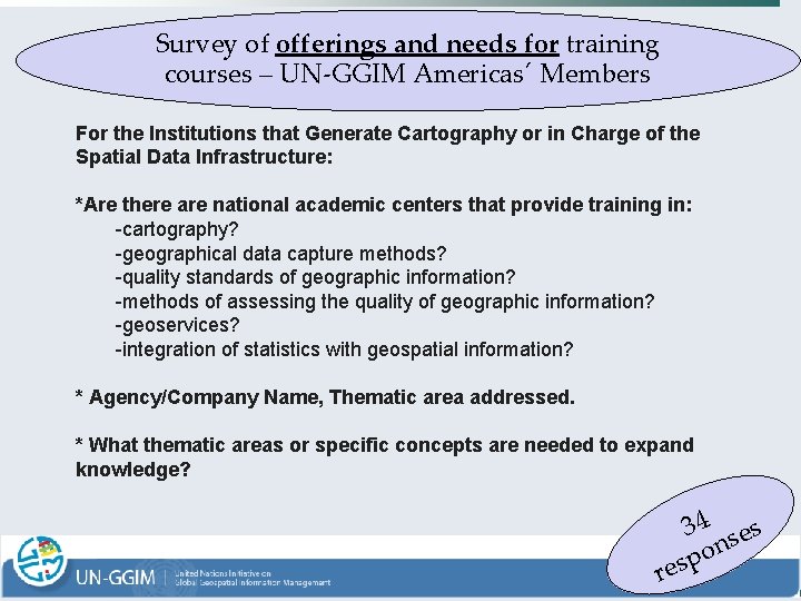 Survey of offerings and needs for training courses – UN-GGIM Americas´ Members For the