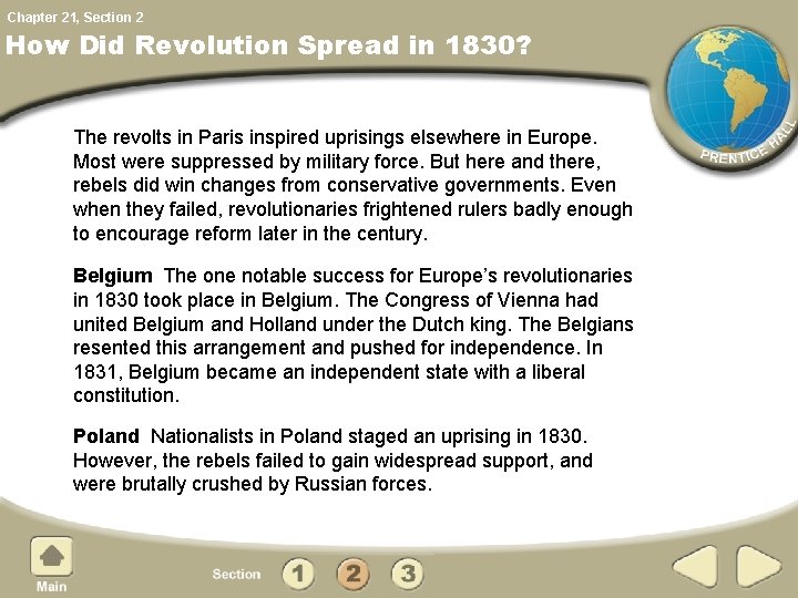 Chapter 21, Section 2 How Did Revolution Spread in 1830? The revolts in Paris