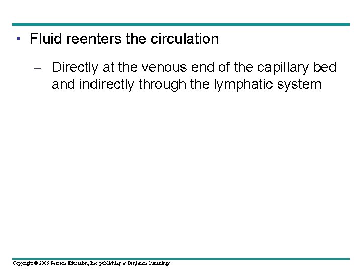  • Fluid reenters the circulation – Directly at the venous end of the