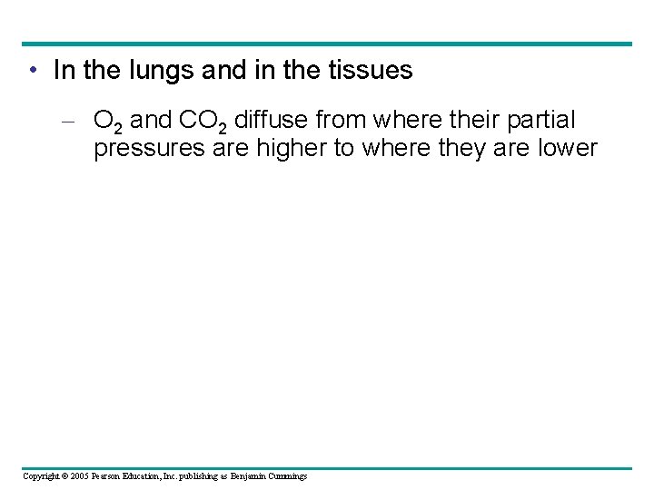  • In the lungs and in the tissues – O 2 and CO