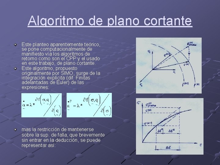 Algoritmo de plano cortante Este planteo aparentemente teórico, se pone computacionalmente de manifiesto vía