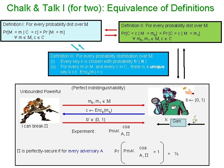 Chalk & Talk I (for two): Equivalence of Definitions Definition I: For every probability