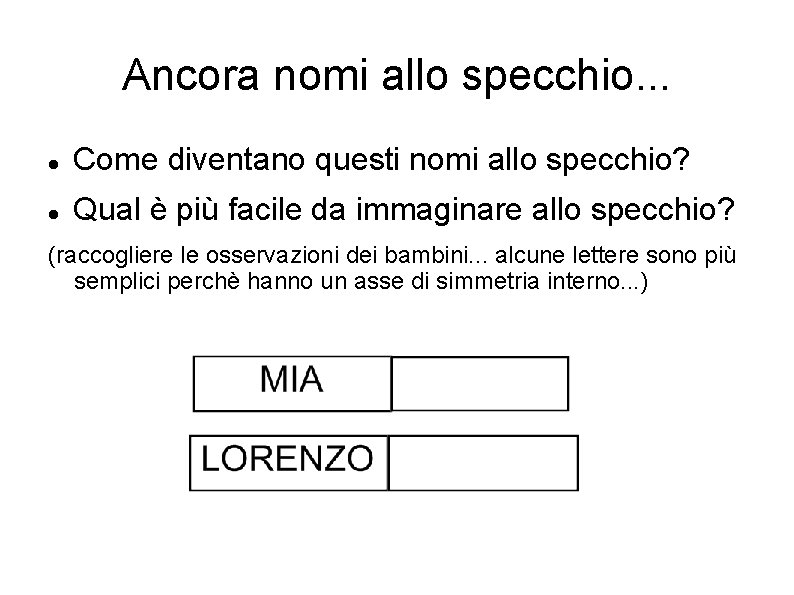 Ancora nomi allo specchio. . . Come diventano questi nomi allo specchio? Qual è