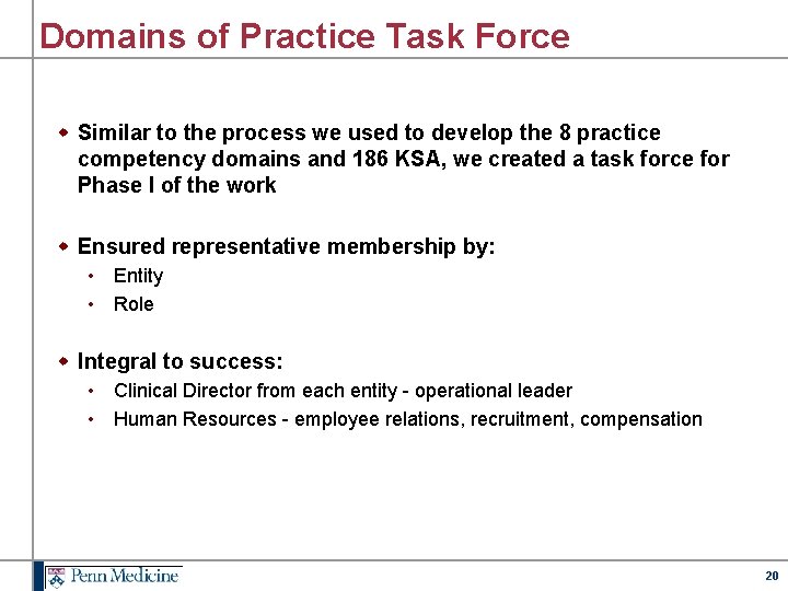 Domains of Practice Task Force w Similar to the process we used to develop