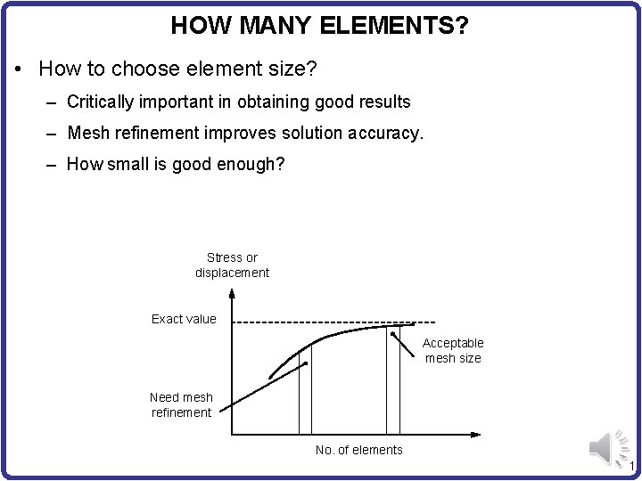 HOW MANY ELEMENTS? • How to choose element size? – Critically important in obtaining