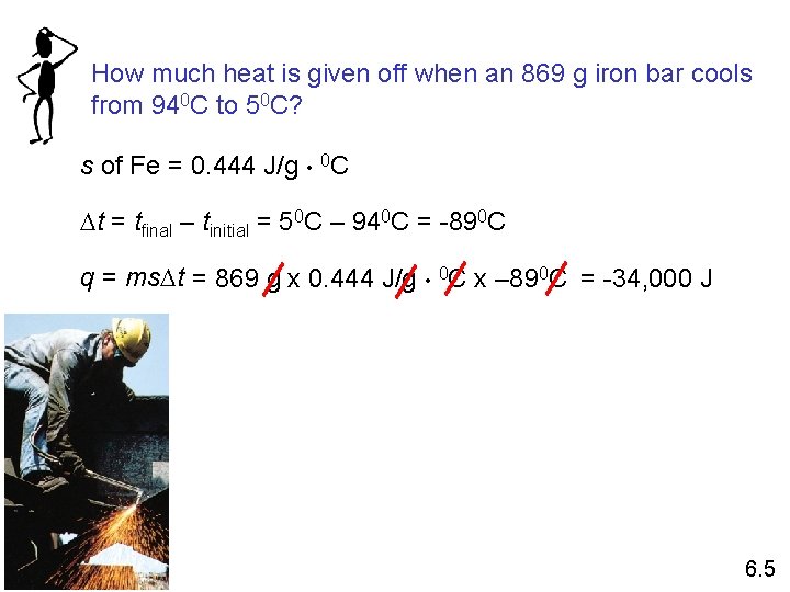 How much heat is given off when an 869 g iron bar cools from