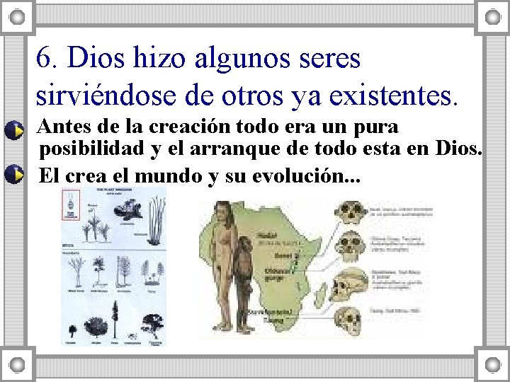 6. Dios hizo algunos seres sirviéndose de otros ya existentes. Antes de la creación