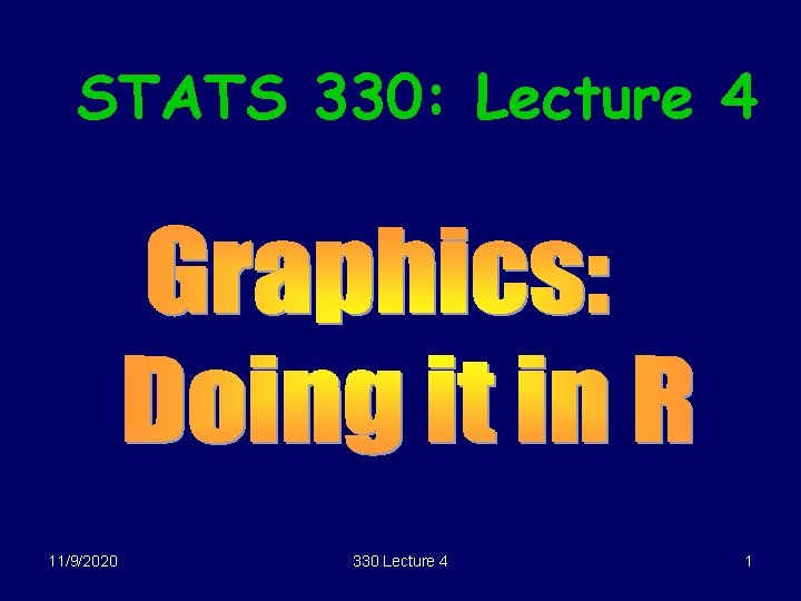 STATS 330: Lecture 4 11/9/2020 330 Lecture 4 1 