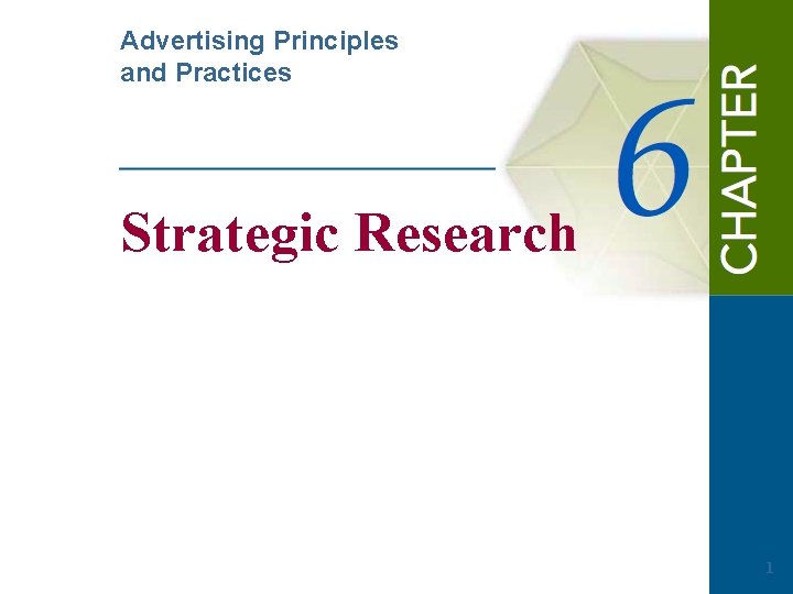 Advertising Principles and Practices Strategic Research 1 