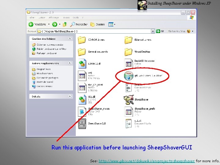 Installing Sheep. Shaver under Windows XP Run this application before launching Sheep. Shaver. GUI