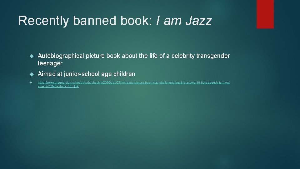Recently banned book: I am Jazz Autobiographical picture book about the life of a