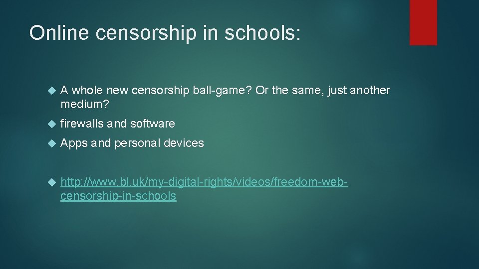 Online censorship in schools: A whole new censorship ball-game? Or the same, just another