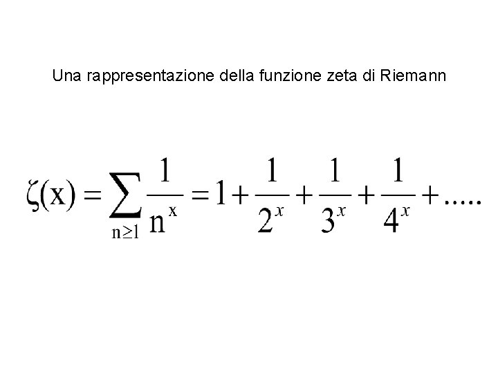 Una rappresentazione della funzione zeta di Riemann 