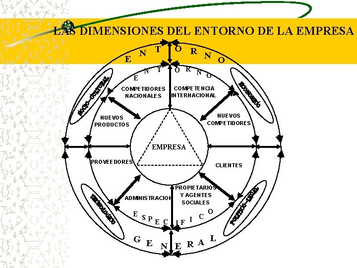 LAS DIMENSIONES DEL ENTORNO DE LA EMPRESA N T E E N T COMPETIDORES LAS DIMENSIONES DEL ENTORNO DE LA EMPRESA N T E E N T COMPETIDORES